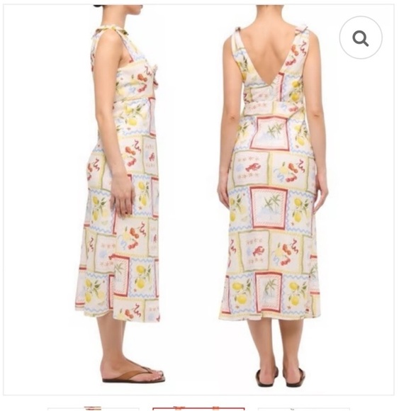 Abercrombie and Fitch Tie Front Scarf Midi Dress Italy Coastal Fruit Sz L NEW - Picture 4 of 13